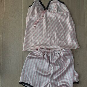 Amazon Pink and Black Pajama Set Silky Comfort